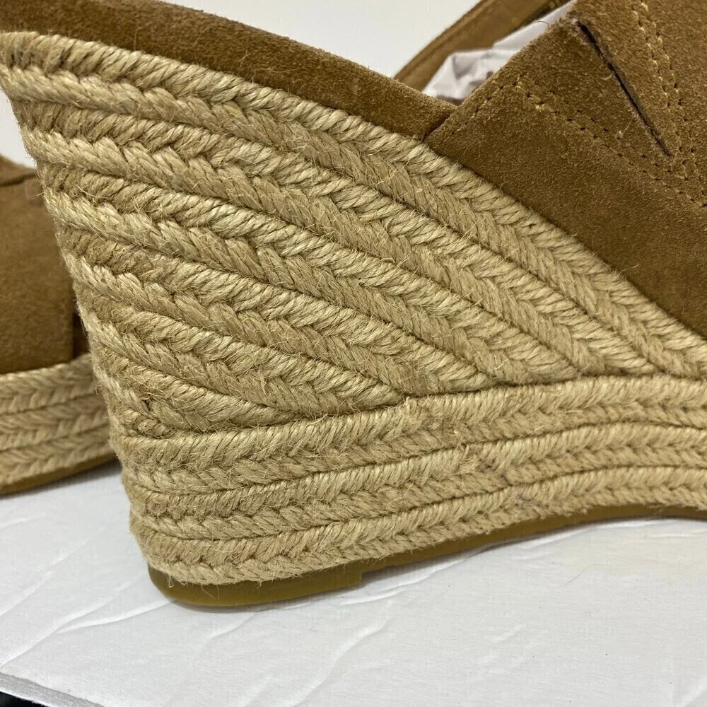 UGG Giorgia Chestnut Suede Espadrille Wedge Sandal Size 9
